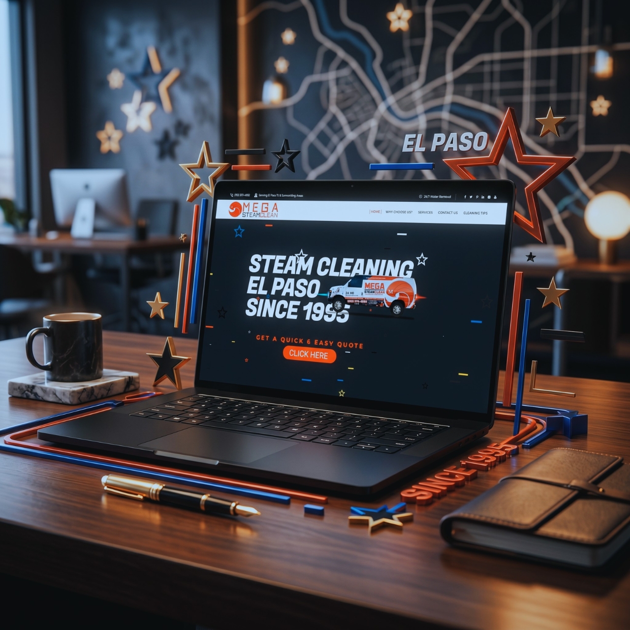 A sleek laptop displaying a professional pre-built website design for an El Paso business, highlighting fast and affordable local web design services.